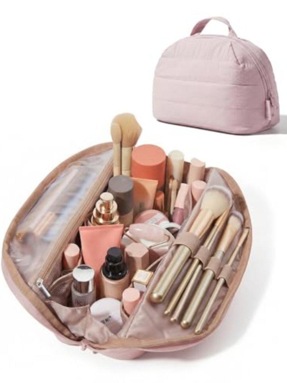 Puffy Travel Makeup Bag Foldable Cosmetic Pouch Organizer
